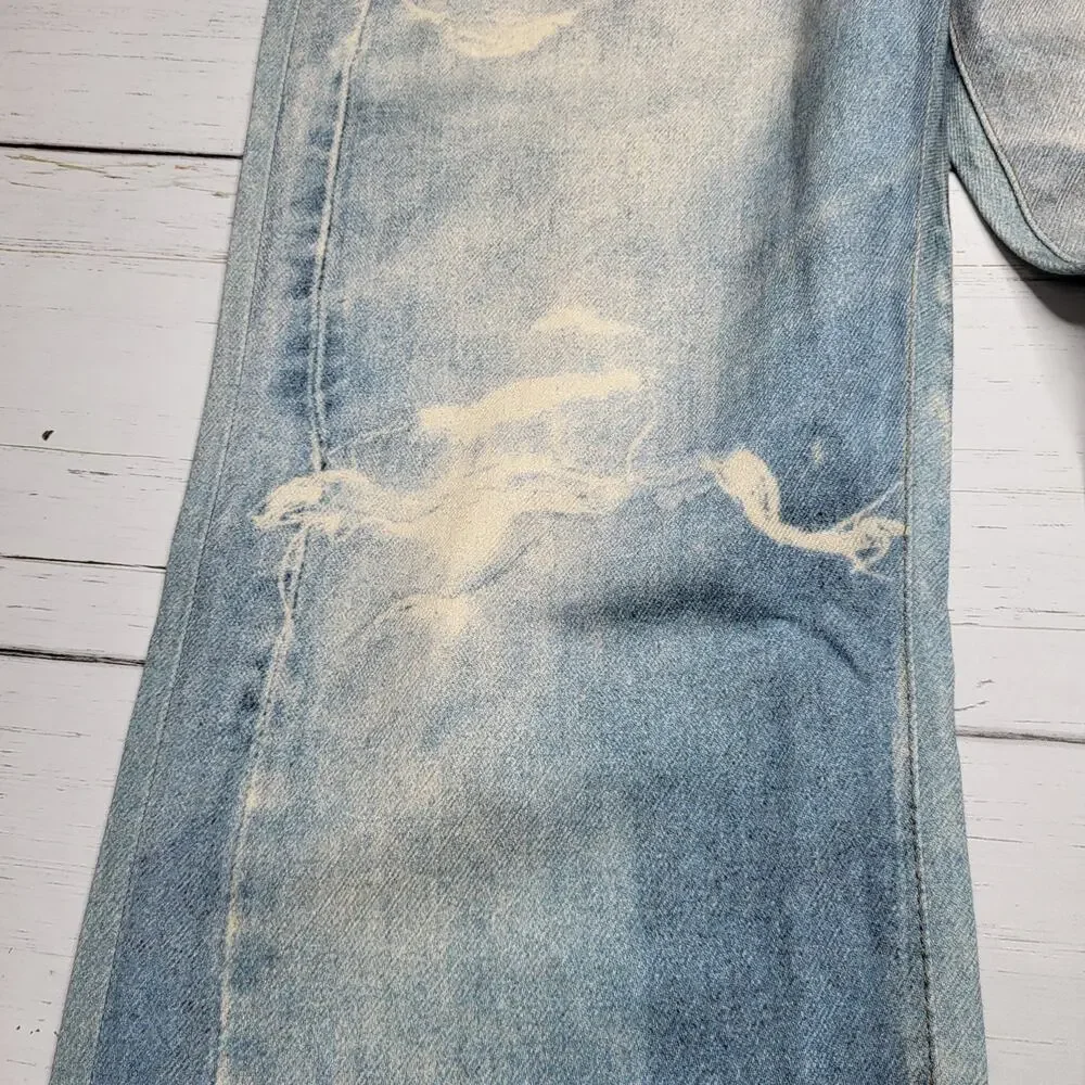 J Crew Point Sur Printed On Distressed Jeans Loose Straight Indie Sleeze 29